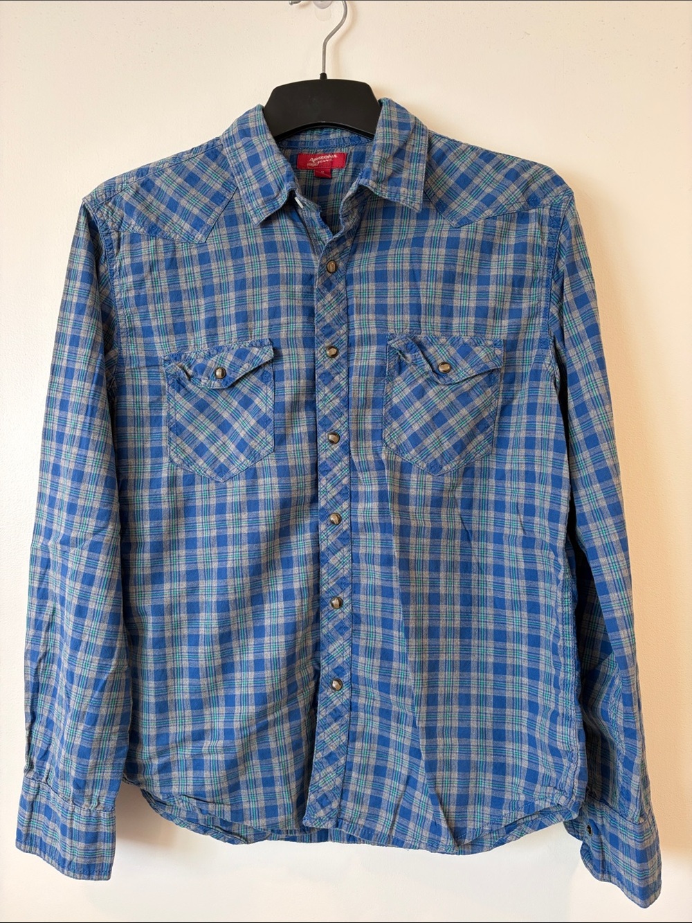 Arizona Jean Company Blue Plaid Button-Down Shirt
